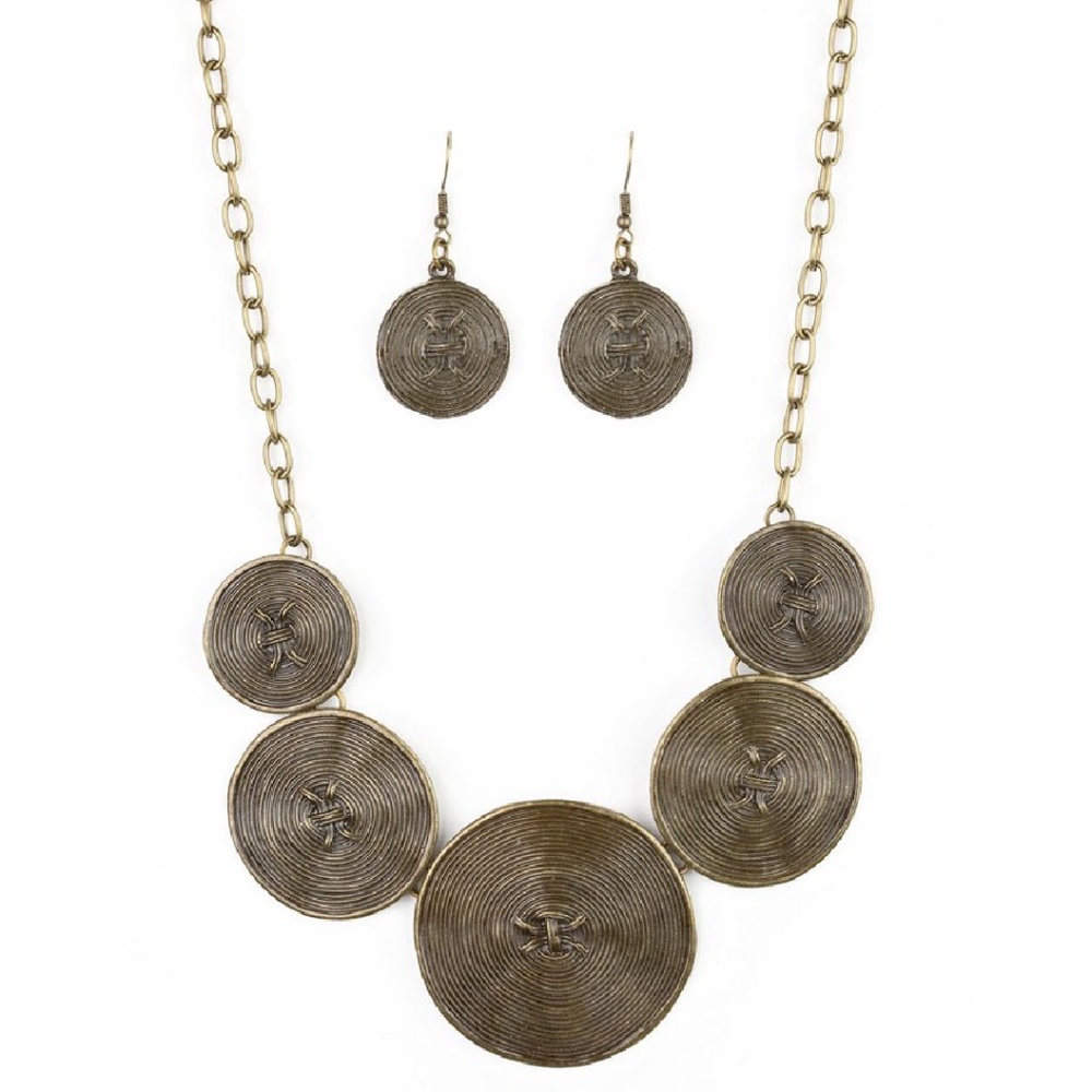 4 for $20 Discs Necklace & Earrings DESERVES A MEDAL - BRASS